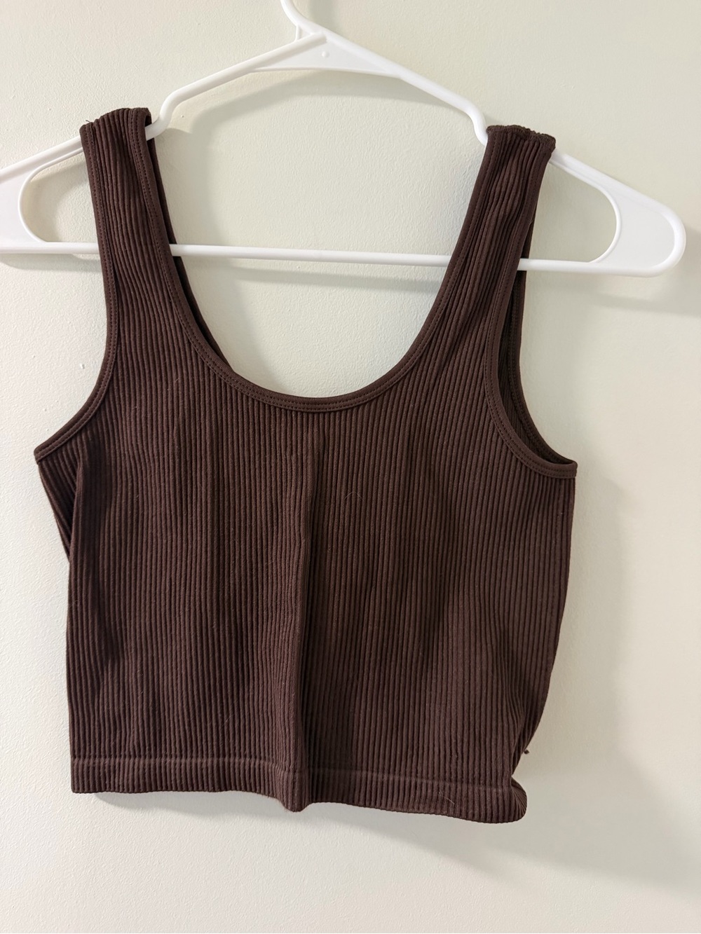 Suzette Collection Ribbed Scoop Tank Women OS Brown Like‎ New Cropped Fitted